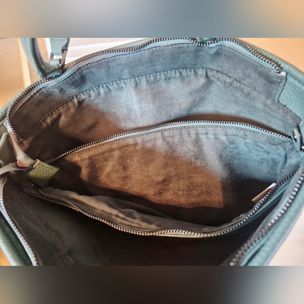 STEVE‎ MADDEN Teal Half Suede Bleticia Tote Bag Satchel Purse - Picture 3 of 9
